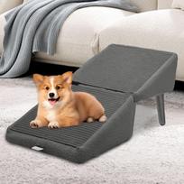 Foldable Dog Ramp With Adjustable  Height wooden anti-slip pet Footrest stool Kitten Puppy Ladder for Small Cats And pets CN
