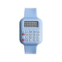 Calculator Electronic Watch Digital Screen Display Watch Student Wrist Watch with Removable Strap Gift for Kids Boys Girls mėlyna