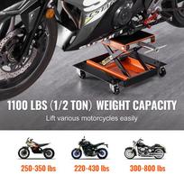 SucceBuy Motociklo keltuvas 1100 svarų Motociklo keltuvas Žirklinis keltuvas Jack su vežimėliu ir rankiniu švaistikliu Centrinis keltuvas Švaistiklio stovas Motociklui 1100 LBS gray