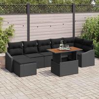 Garden Dining Set with Cushions 8 pcs Black and Brown