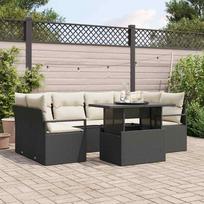 7 piece garden sofa set with storage black poly rattan