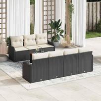 8 Piece Black Garden Sofa Set with Cushions