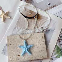 Dopamine Color Beads Starfish Necklace for Women Summer Seaside Vacation Collarbone Chain Lolita Y2K Girls Styling Accessories