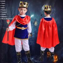 Kids Pirate Costume Boys Buccaneer Prince Cosplay Halloween Clothes King 110cm mėlyna