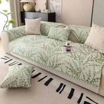 Chenille Sofa Cushion Anti Slip Wear-resistant Green Jacquard L-shaped Sofas Towels  Sofa Cover Pillowcase with Fur Ball Edge 70x70cmcm 1pcs gray