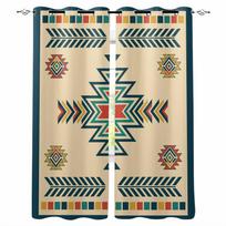 Bohemian Aztec Moroccan Rural Farmhouse Blackout Curtains For Living Room Bedroom Printed Window Treatment Drapes Home Decor W135 x H60cm beige