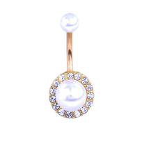 Fashion Faux Pearl Charm Belly Button Bar Barbell Navel Ring Lady Jewelry
