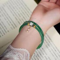 1 vnt. Natūralaus žalio nefrito apyrankė-bangle, žavesys, madingas plonas aksesuaras, rankomis raižytas laimingas amuletas, dovanos moterims 58 žalia