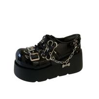 Fashion Platform Punk Womens Shoes Black Metal Chain Lolita Women Shoes Summer 2025 Thick Bottom Women's Sneaker Gothic Zapatos De Mujer 35 juoda