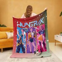 1pc K-Pop Demon Hunters print flannel blanket living room sofa multiple sizes soft and comfortable blanket, machine washable 70x100cm