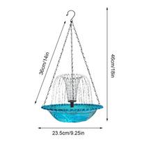 Solar Bird Baths Hangable Shower Bowl Solar Fountain For Bird Bath With Water Pump Birdbath For Outdoor Patio Garden Backyard mėlyna