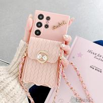 Card Case for Samsung Galaxy A56 A36 A16 A26 A06 A55 A35 A15 A54 S25 Edge Metal Leather Strap Crossbody Lanyard Wallet Bag Cover Galaxy S25