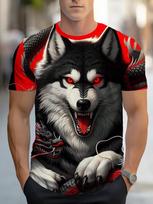 Men's 3D Printed Wolf Dragon T-Shirt Design Comfort Short Sleeve for Casual Streetwear T shirt Men Women's Shirts Kids Tshirt XL