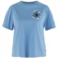 Fjällräven Women's T-Shirt Ultramarine - Organic Cotton, Regular Fit, Short Sleeve, Round Neck, Fjällblomster Logo