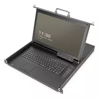 DIGITUS Modular Console 17 inch HD LCD, 16-Port VGA KVM, German Keyboard Layout