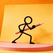 3D Black Stickman Warrior Pen Holder Plastic Funny Pen Ornament Cute 3D Printed Pencil Stand  Car StyleC no pen