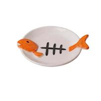 Cute Elevated Cat Bowl Fish Bones Raised Pet Feeder Cat Feeding Station  Dog Accessories Orange