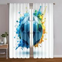 2 vnt., Užuolaidų rinkinys Futbolo klubo audinys (be strypo) Lauko dekoracijos, idealiai tinkančios miegamajam ir svetainei, pusiau permatomos poliesterio 60×150cm