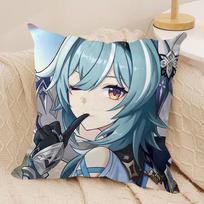 Eula Cute Genshin Impact Cushion Cover Silky Short Plush Invisible Zipper Dustproof Sofa Pillow Case For Home Decor Peach skin 18*18(CM)-1Pcs