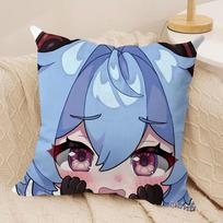 Ganyu Cute Genshin Impact Cushion Cover Silky Short Plush Invisible Zipper Dustproof Sofa Pillow Case For Home Decor Peach skin 18*18(CM)-1Pcs
