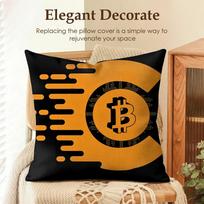 Bitcoin Btc Logo Cool Cushion Cover Natural Linen Organic Fabric Double-Sided Printing Sofa Home Decor Gift Pillow Case Peach skin 18*18(CM)-1Pcs