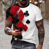 Fashion Dazzling Cool 3D Printing Poker Element Pattern T Shirt For Men Large Size Loose O-neck Short Sleeve Clothing Male Tops S