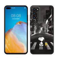 Animacinis Kawaii Snoopy Juodas Telefono dėklas Huawei P10 P20 P30 P40 Lite P50 P60 Art P50E P Smart Z 2018 2020 2021 Pro 2019 Huawei P50 Pro blue