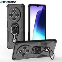KEYSION Shockproof Armor Case for Redmi 14C Soft Silicone+PC Upright Metal Ring Stand Phone Back Cover for Xiaomi POCO C75 for Redmi 14C juoda