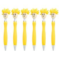 6pcs Black Ink Ballpoint Pen 1.0mm Mop Head Pen Smooth Writing Pen Signing Pen Stationery Pen School Office Supplies