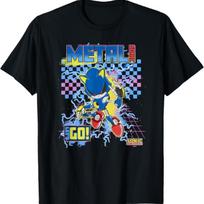 Sonic The Hedgehog Metal Racer Let's Go! Retro Chest Poster T-Shirt S įvairiaspalvis