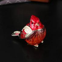 New Bird Mandarin Duck Jewelry Box Metal Alloy Jewelry Box High Value High-end Flip Anti-Grey Enamel Jewelry Box 6*3.8*4.5 raudona