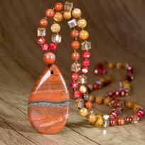 Women's Pink Crystal & Colorful Agate Water Drop Necklace: Handmade Knotted Sweater Chain with European and American Style gray