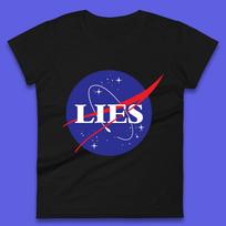 NASA Lies Logo Parody Womens T-Shirt Mens Tops Tees Unisex 2XL