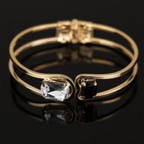 Modern Lady Luxury Golden Tone Rhinestone Charm Bracelet Cuff Bangle Jewelry auksinė