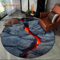 3D Volcano Lava Magma Area Rug,Round Carpet  for Living Room Bedroom Footpad Pet Mat Decoration Diameter 60cm