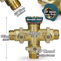 NPT/BSP 3/4  Cross Type Garden Taps Adapter Copper-plated Aluminum Heavy-duty Faucet for Garden Irrigation Connector Stop Water 3/4''