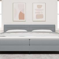 LED Headboard with LED Light Strips Light Grey 200 cm Fabric