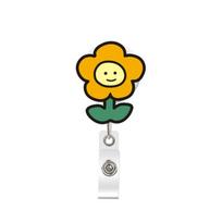 Strawberry Students Card Nurse Badge Holder Retractable Badge Reel ID Card Clips Name Card Holder White Flower