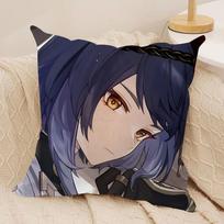 Kujo Sara Genshin Impact Cushion Cover Silky Short Plush Invisible Zipper Dustproof Sofa Pillow Case For Home Decor Peach skin 18*18(CM)-1Pcs