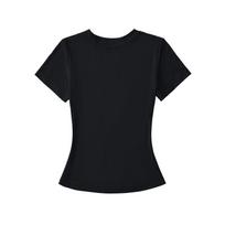 Summer new fashion slim hourglass waist short-sleeved T-shirt + drawstring comfortable loose straight casual wide-leg pants S