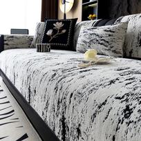 Chenille Four Seasons Universal Sofa Sliding Cover Non-slip Retro Jacquard Sofa Cushion 70*70cm juoda