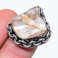 Natūralus Biwa perlo brangakmenis 925 svarų sterlingų sidabro žiedas Dydis 5.5 b8E00