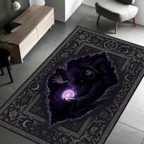 Gotinis Šikšnosparnio Kilimas Okultinis Tamsus Dekoro Kilimas Raudonas Juodas Pentagramos Kilimas Vampyrų Estetikos Kilimas Raganos Gotikos Kambario Kilimas Alternatyvus Meno Kilimas 40x60cm