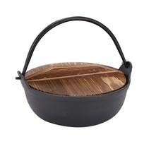Cast Iron Dutch Oven With Wooden Cover Flat Bottom Design Single Non-coated Non-stick Pan Cast Iron Dutch Oven For Outdoor Diameter 19CM #1