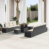 Garden Sofa Set with Cushions 10 pcs Black Poly Rattan