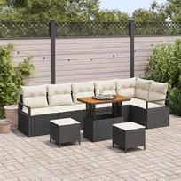 Garden Sofa Set with Cushions 9 pcs Black Poly Rattan
