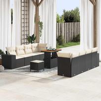 Garden Sofa Set with Cushions 11 pcs Black Poly Rattan