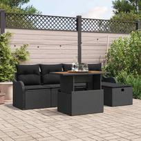 Garden Sofa Set 6 pcs Black Poly Rattan