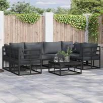 Garden Sofa Set with Cushions 6 pcs Black Aluminum