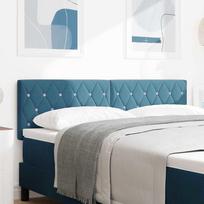 LED Headboard with LED Light Strips Dark Blue 144 cm Velvet